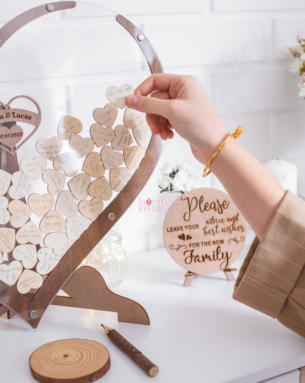 CHRISTMAS DEAL: Heart Guest Book + FREE Cake Topper