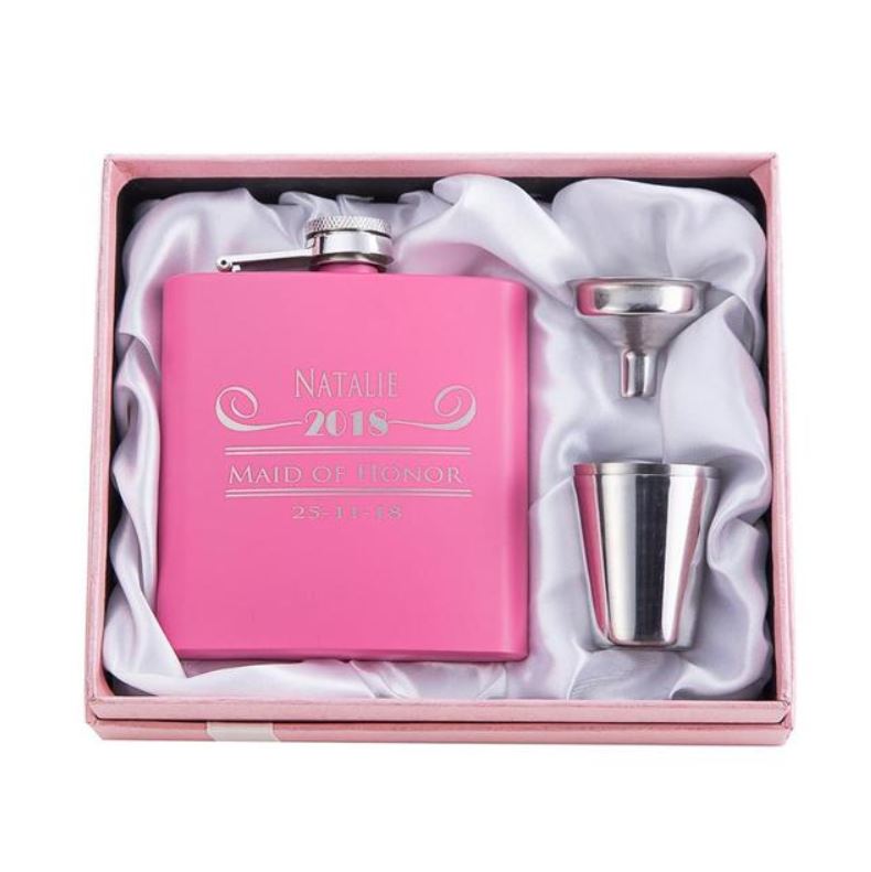 Personalized Pink Flask | Bridesmaid gift